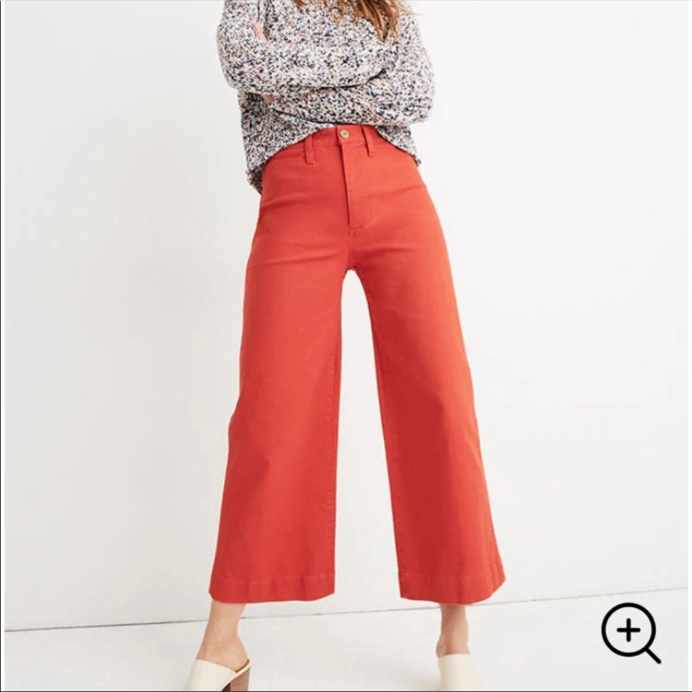 NWT madewell Emmett red high rise wide crop pants